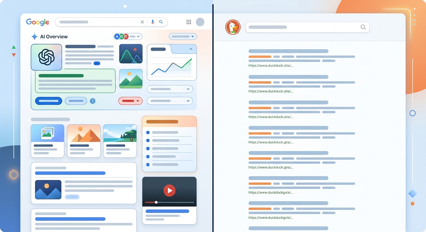 Różnica w podejściu: Google stawia na AI wszędzie, DuckDuckGo daje wybór